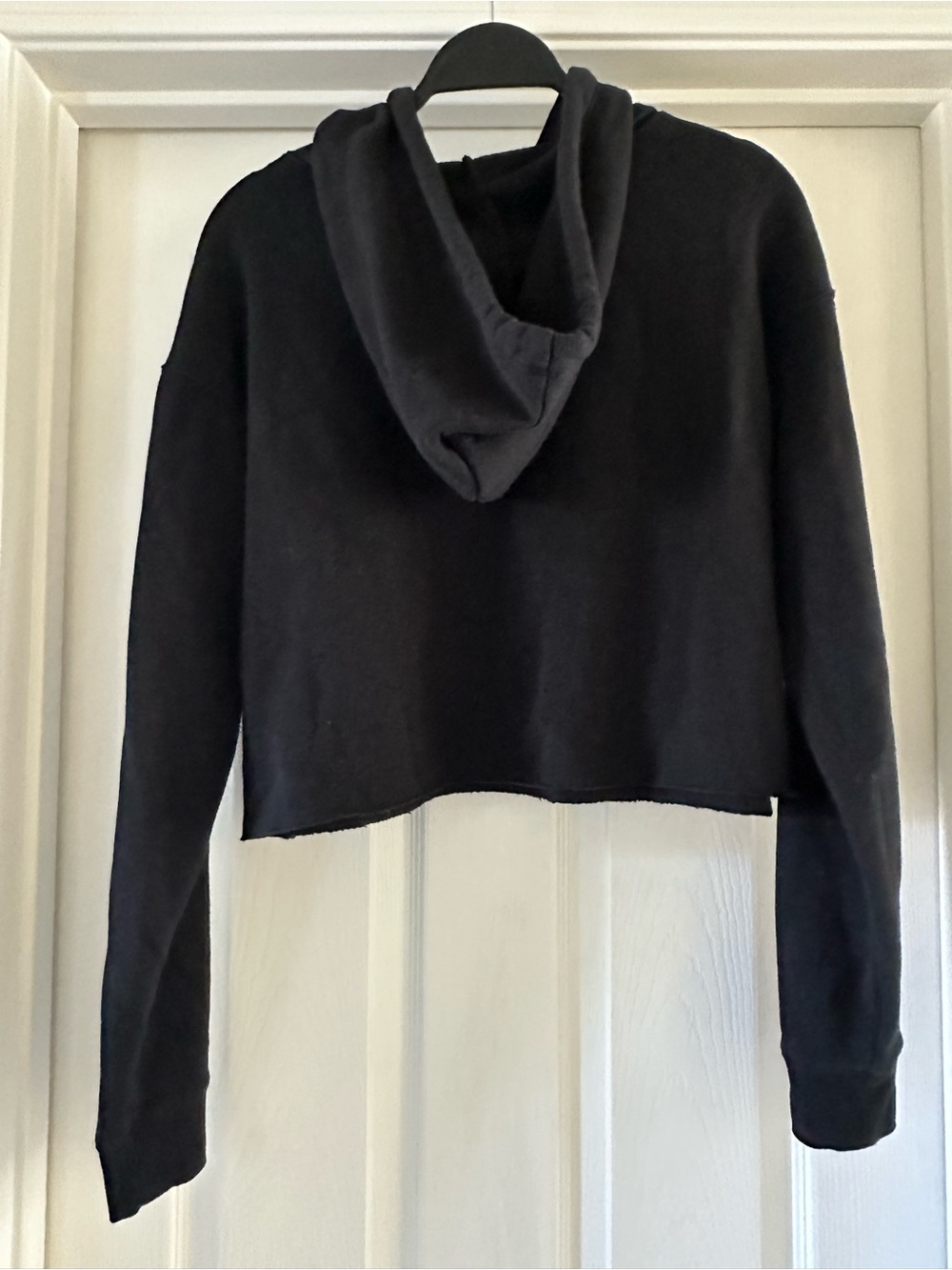 wild fable Black Cropped Hoodie with White Drawstrings - Picture 2 of 4